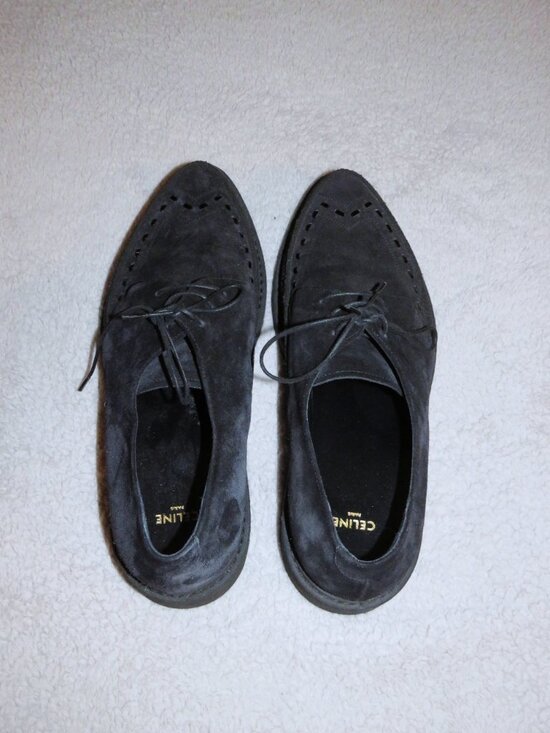 CELINE x Hedi Slimane FW19 Black Suede Creeper Lace-Up Shoes Size 9